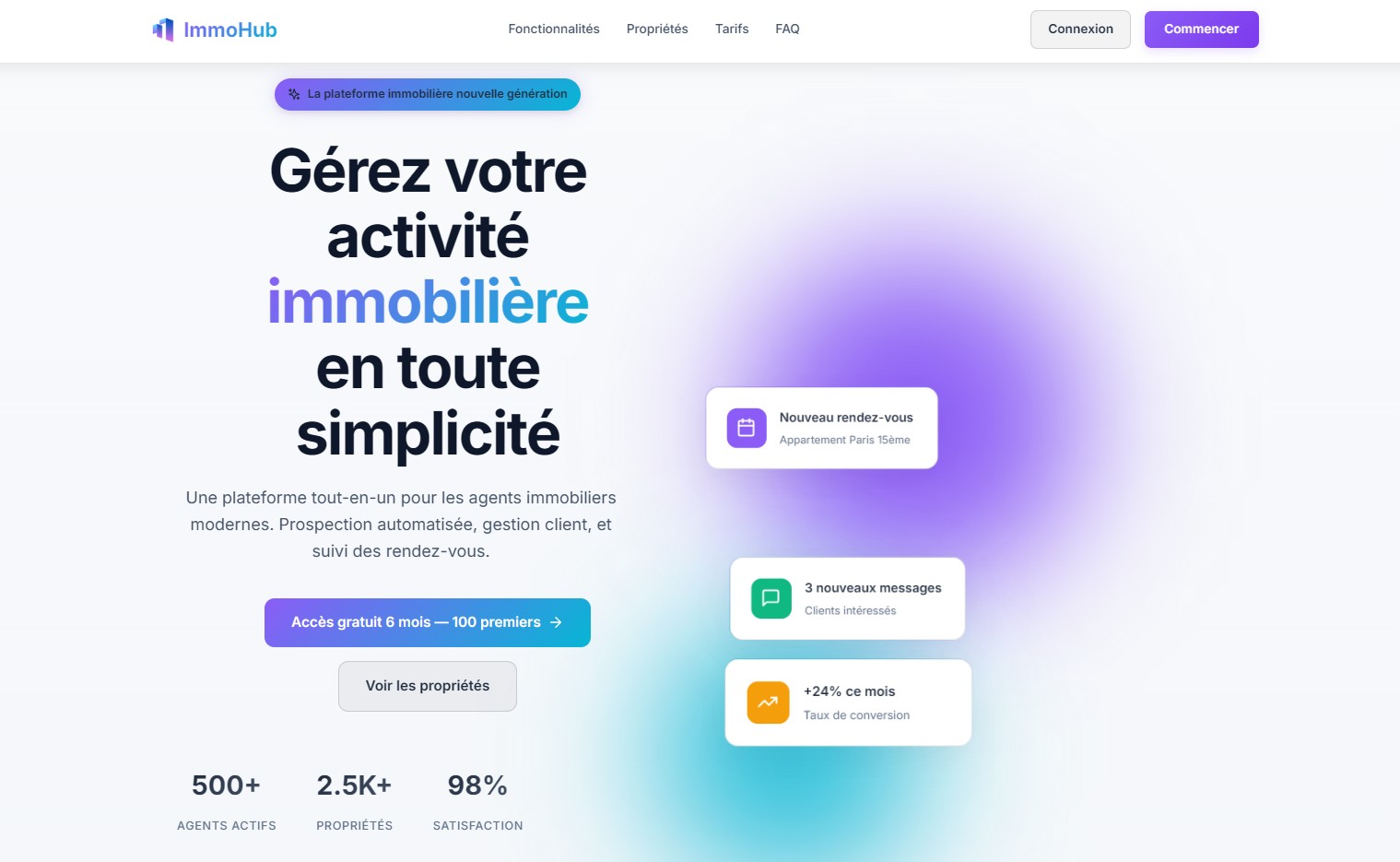 Capture d'écran du site Immo-Hub